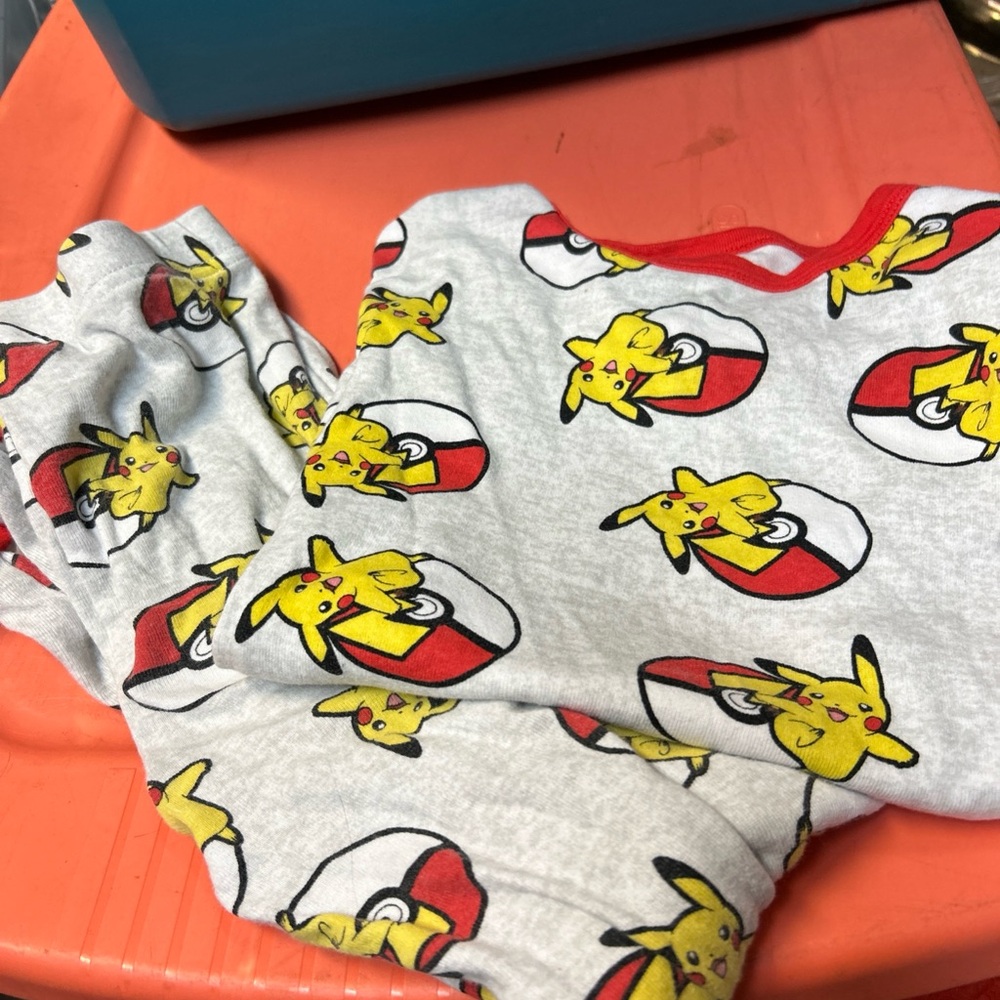 Pokemon Kids Pajama Set - Gray and Red Pikachu Design